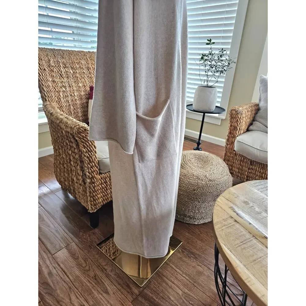 Reformation Bri Cashmere Long Open Front Cardigan Oatmeal Sz Small Tan Designer - Picture 6 of 14